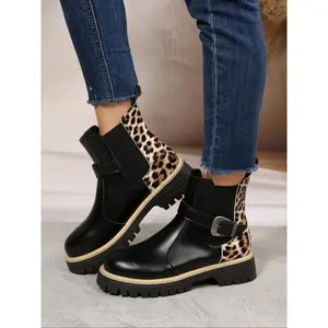 Trendy Leopard Print Boots, High-Quality Waterproof Fashion Booties, Stylish All-Season Footwear, Comfortable & Durable Design