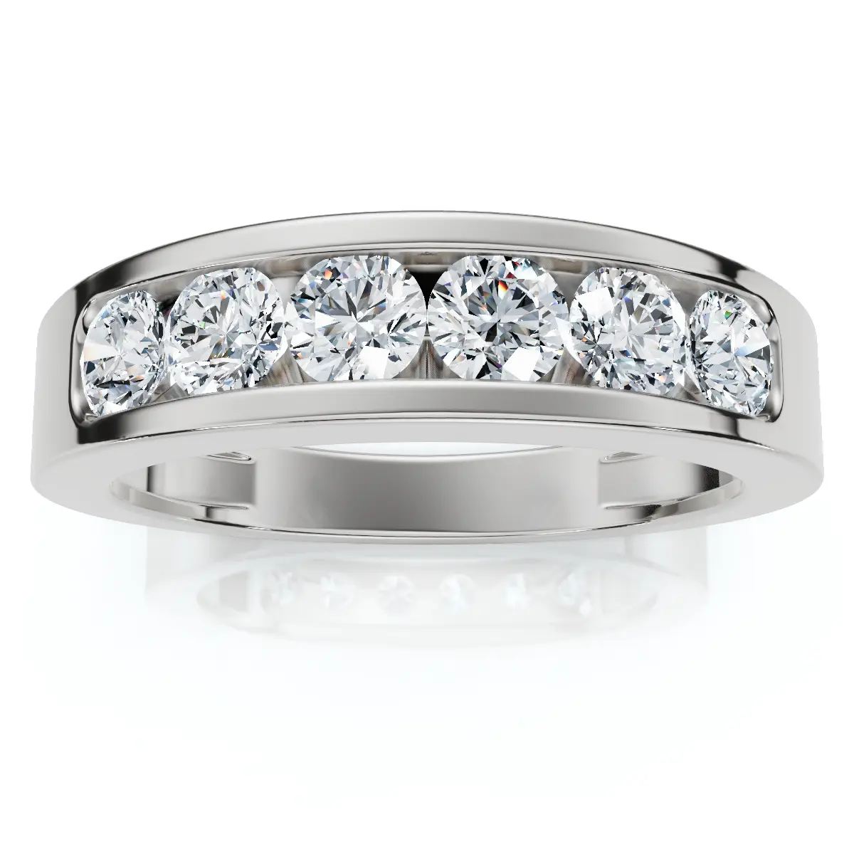 1Ct Diamond Channel Set Polished Wedding Band Mens Ring 14k White Gold Lab Grown