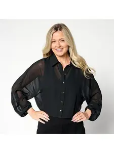 Colleen Lopez Button Front Dolman-Sleeve Top