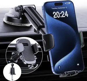 [Ultra-]  Phone Holder [2025  Suction & Hook] Cell Phone Mount for Dashboard Windshield Vent, Mobile Stand Base  Cradle for  17 Pro Max 16 15 14 13 12 11 X Mini SE Android