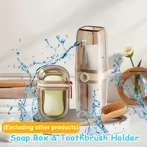 2-pack portable travel soap box and toothbrush holder set - durable plastic, used for soap and toothbrush storage, essential accessories for camping, gym, and bathroom
