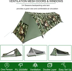 GEERTOP Portable Ultralight 1-Person Tent: Christmas Gift, Outdoor Breathable Sleeping Cabin echosmile  tent