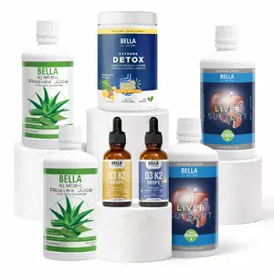 Bella All Natural Gut & Liver Support Bundle: Aloe Vera Juice 2-Pack + Liver Support 2-Pack + Extreme Detox (Pineapple) + D3 K2 Day Drops + D3 K2 Night Drops