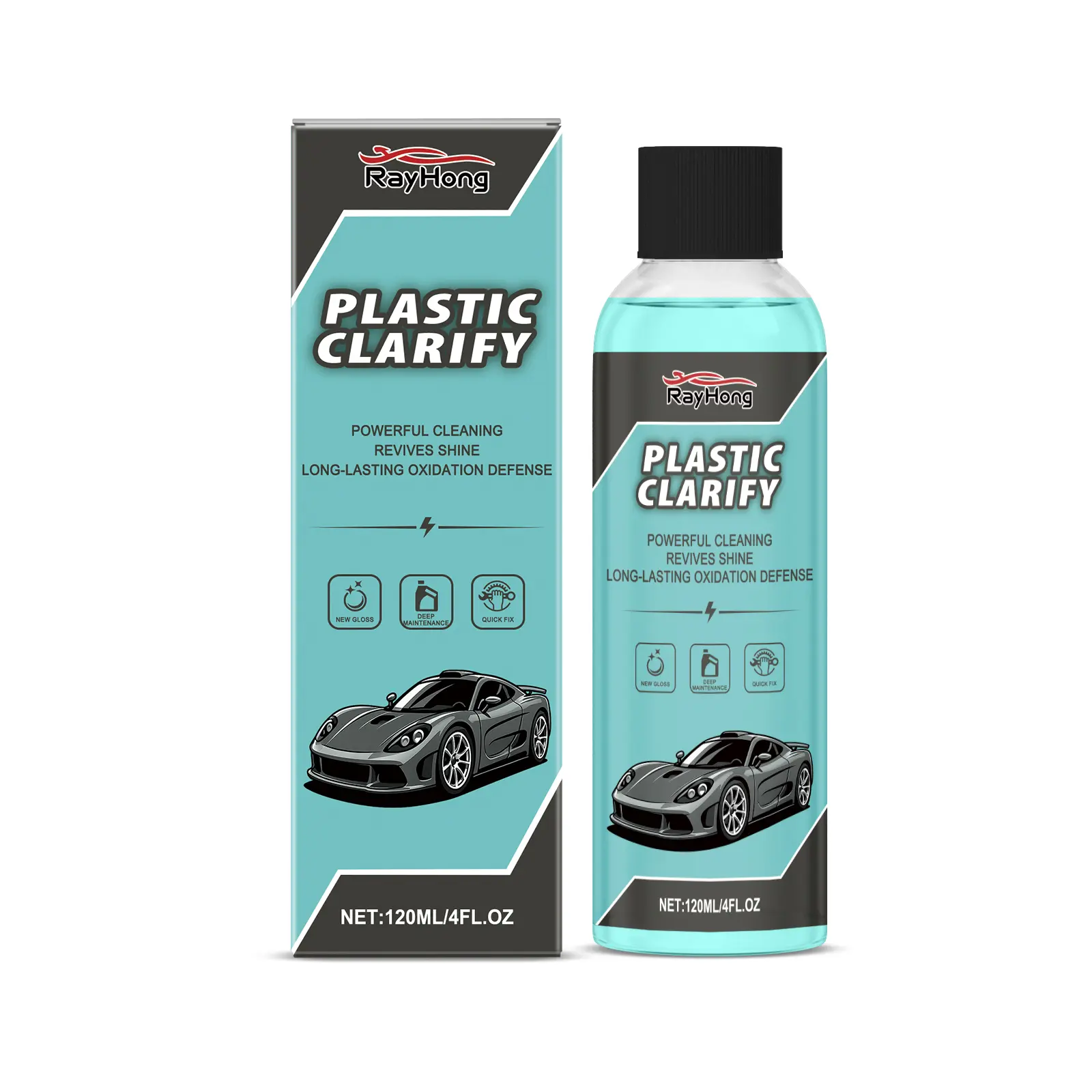 Rayhong Plastic Clarify Agent 120ML for Car Interior Clean Decontamination Dustproof Thickener Polishing Bright Maintenance Renovation with UV Protection