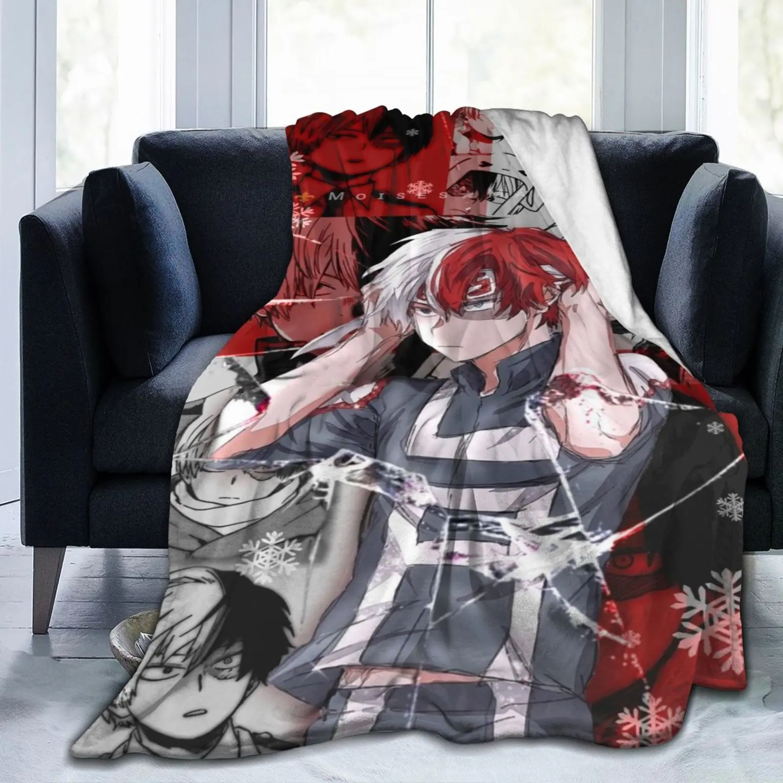 TODOROKI SHOTO Ultra-Soft Flannel Anime Blanket - Comfortable, versatile throw with vibrant anime character designs, perfect for sofas, offices, travel, and a great gift idea for all seasons