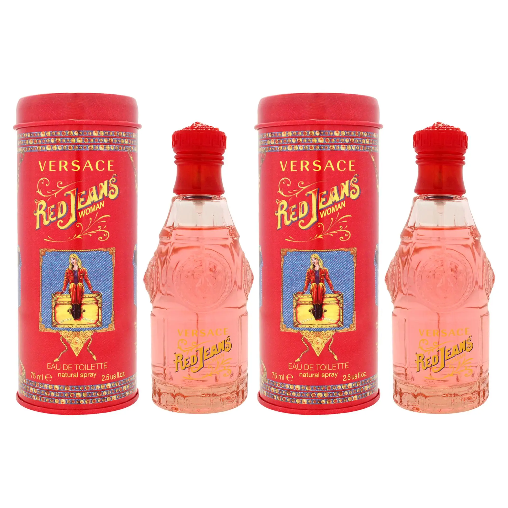 Women's Versace Red Jeans Fresh Classic Modern Eau de Toilette Spray - 2.5 oz (70ml) - Gift Boxed Pack of 2, Spray On