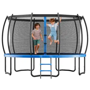 VEVOR Outdoor Trampoline, 16FT Recreational Trampoline, ASTM Approved Trampolines with Enclosure Net Thickened Pad, Max 475 lbs Weight Capacity, Anti-Rust Backyard Trampolines for Kids Adults