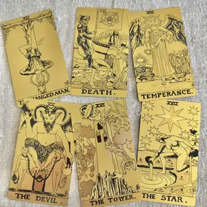 Unique Eco Plastic Waterproof Tarot Deck Gold Foil Tarot Big Size 3"x 5" 78 Cards Radiant Wise Spirit Tarot Guidebook Velvet Pouch