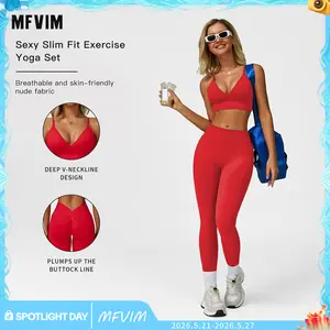 MFVIM Women's Christmas Fitness Set 2-Piece Seamless Skin-Exposed Backless Vest Sports Bra & High-Waist Cycling Shorts Yoga Pants Comfortable Sportswear for Yoga Running & Casual Wear Christmas Gifts, 2 Piece Sets, Workout Sets For Women
