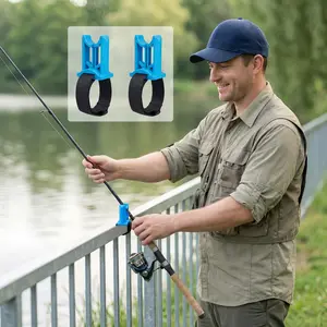 2-Pack Tpe Fishing Rod Holders, Fishing Pole Holders, Fishing Gear Accessories, Portable Durable Boat & Bridge Racks, Ideal for Boating & Shore Fishing, Blue Color