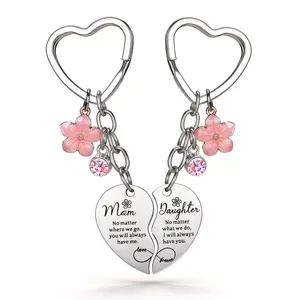 September S 2 Pcs Mother Daughter Heart Matching Keyring Keychain Set Gifts For Mom Mothers Day Gifts from Daughter Christmas Gift