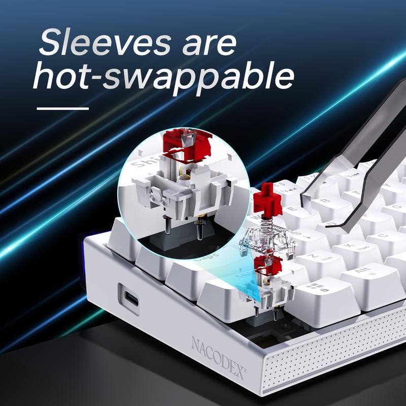 AJAZZ Mini 65% Gaming Mechanical Keyboard Red Switch 68 Key Compact Wired Office Keyboard NK68 Colorful Light Effect Ergonomic Mechanical Sense Office Artifact DIY Plug and Play Support Multiple Systems Suitable for Games, Mechanical Backlit Keyboard