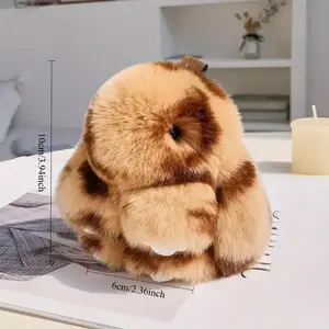 2pcs Fluffy Bunny Paw Keychains - Blue Purple & Warm Brown Stripes, Adorable Rabbit-Shaped Charms with Sparkling Details, Perfect for Valentine'S Day, Birthdays, and More, Ideal for Gifts, Birthdays | Playful Design | Sparkling Detail, Bunn