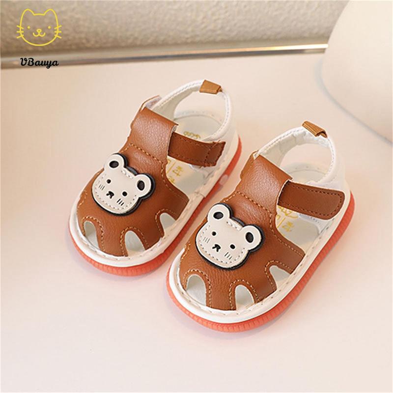 Baby Boys Girls Summer Sandals Cue Bear Pattern Squeaky Squeaky Shoes Non-Slip Newborn First Walking Shoes Toddler Clogs