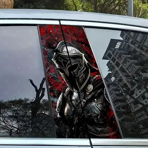 2pc Warrior Car B Pillar Protection Sticker, Easy Peel & Stick, Sunproof Waterproof Scratch Resistant, Fits All Vehicles, Universal Car Sticker, Car Exterior Decoration
