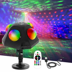 5-in-1 Disco Party Lights, 4 RGB Disco Lights + Red & Green Pattern Strobe Lights, Ideal for Home Rooms, Dance Parties, Birthdays, Karaoke, Halloween, Christmas, Weddings, Performances, Club Decorations, Outdoor Party Disco Lights, Laser Beam Lights