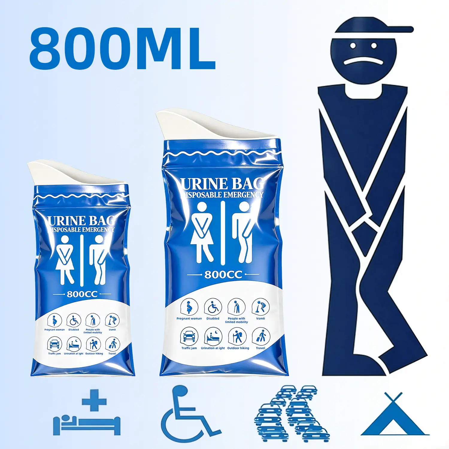 12 PCS Disposable Emergency Urinal Bags, 800ML Portable Unisex Pee Bags for Travel, Camping, Traffic Jams, Leakproof Urine & Vomit Bags for Men, Women, Kids, and Patients   mothersdaygift  BackToSchool