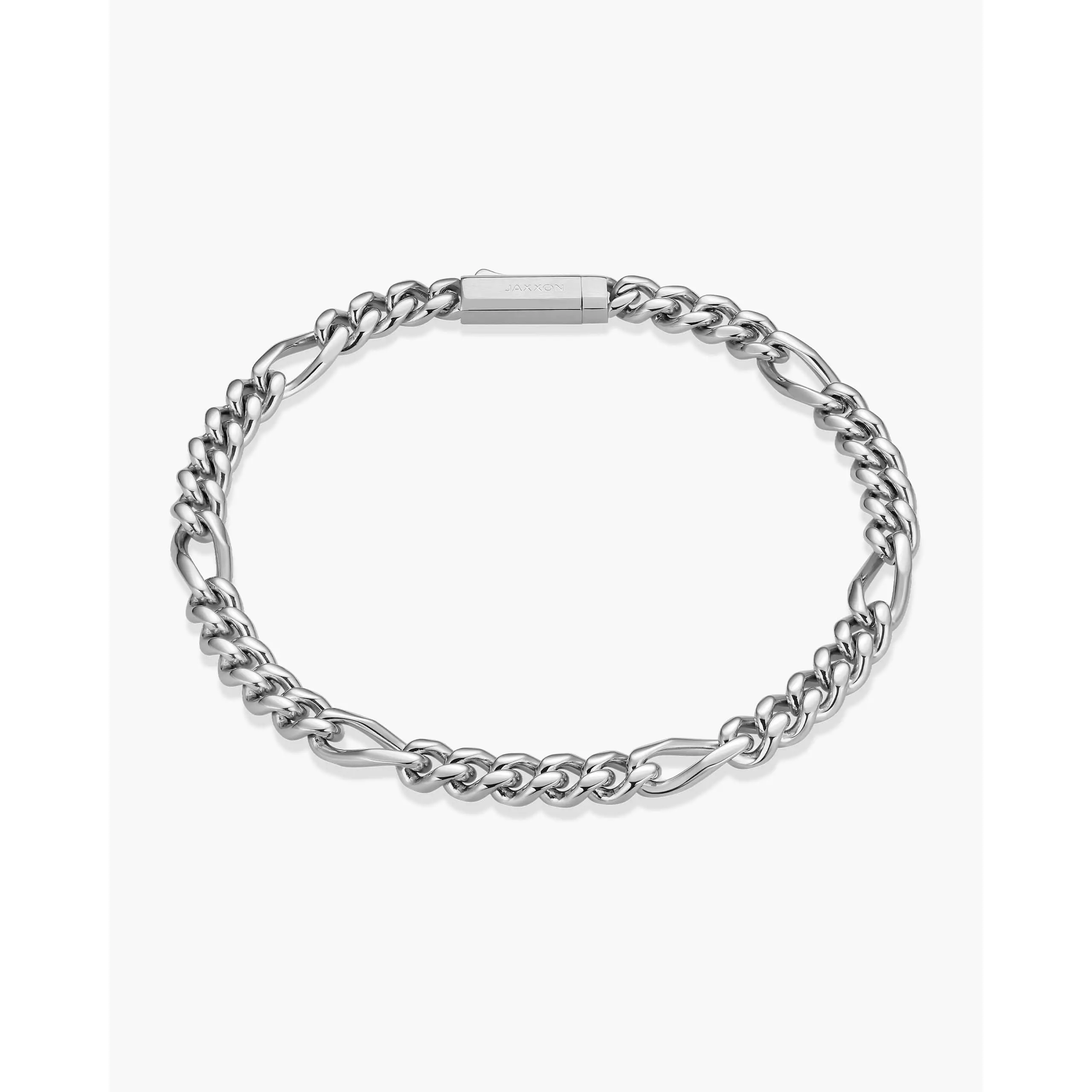 JAXXON Figaro Bracelet 5mm - Box Clasp - Silver