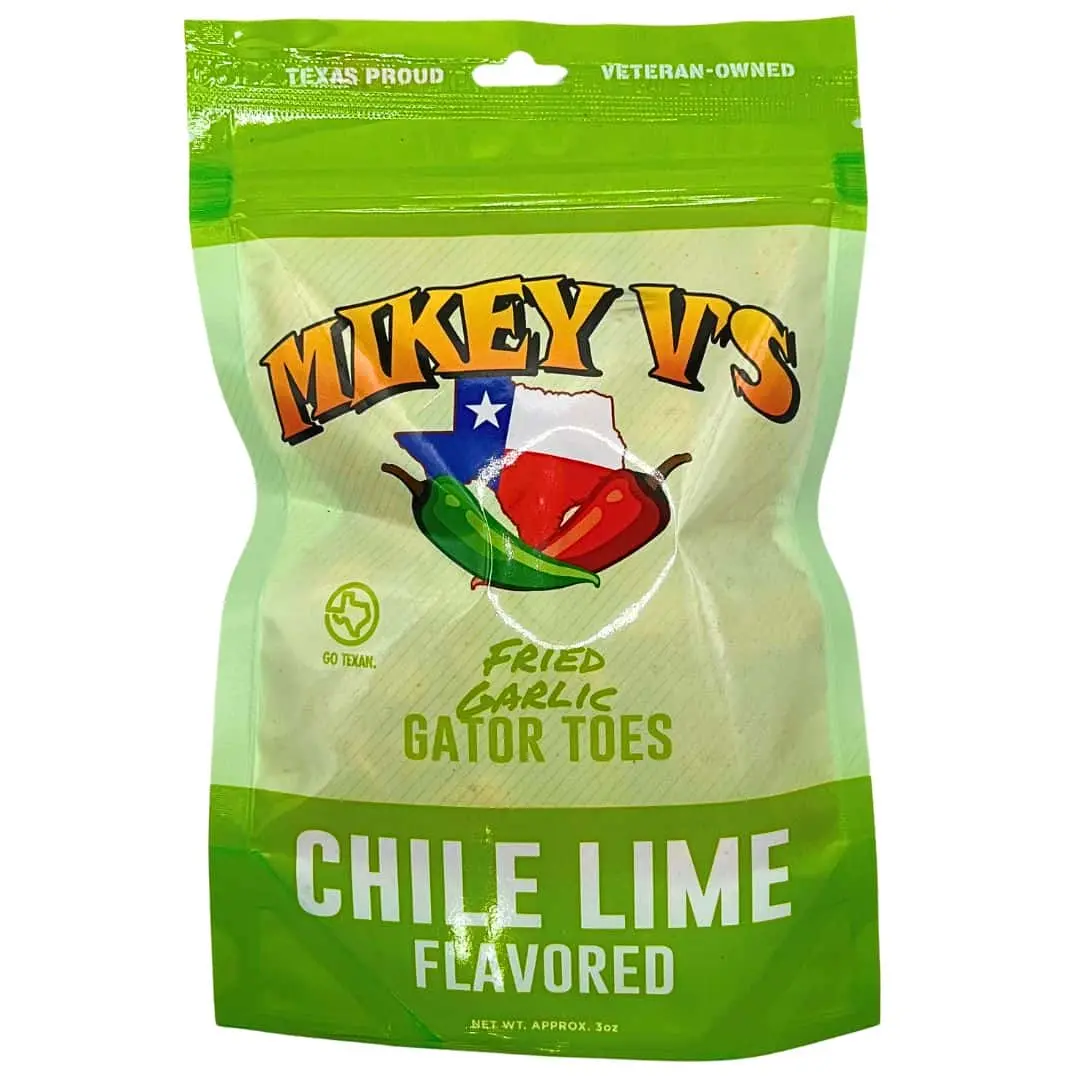 Mikey V’s Gator Toes - Crispy Fried Chile Lime Flavored Garlic Snack