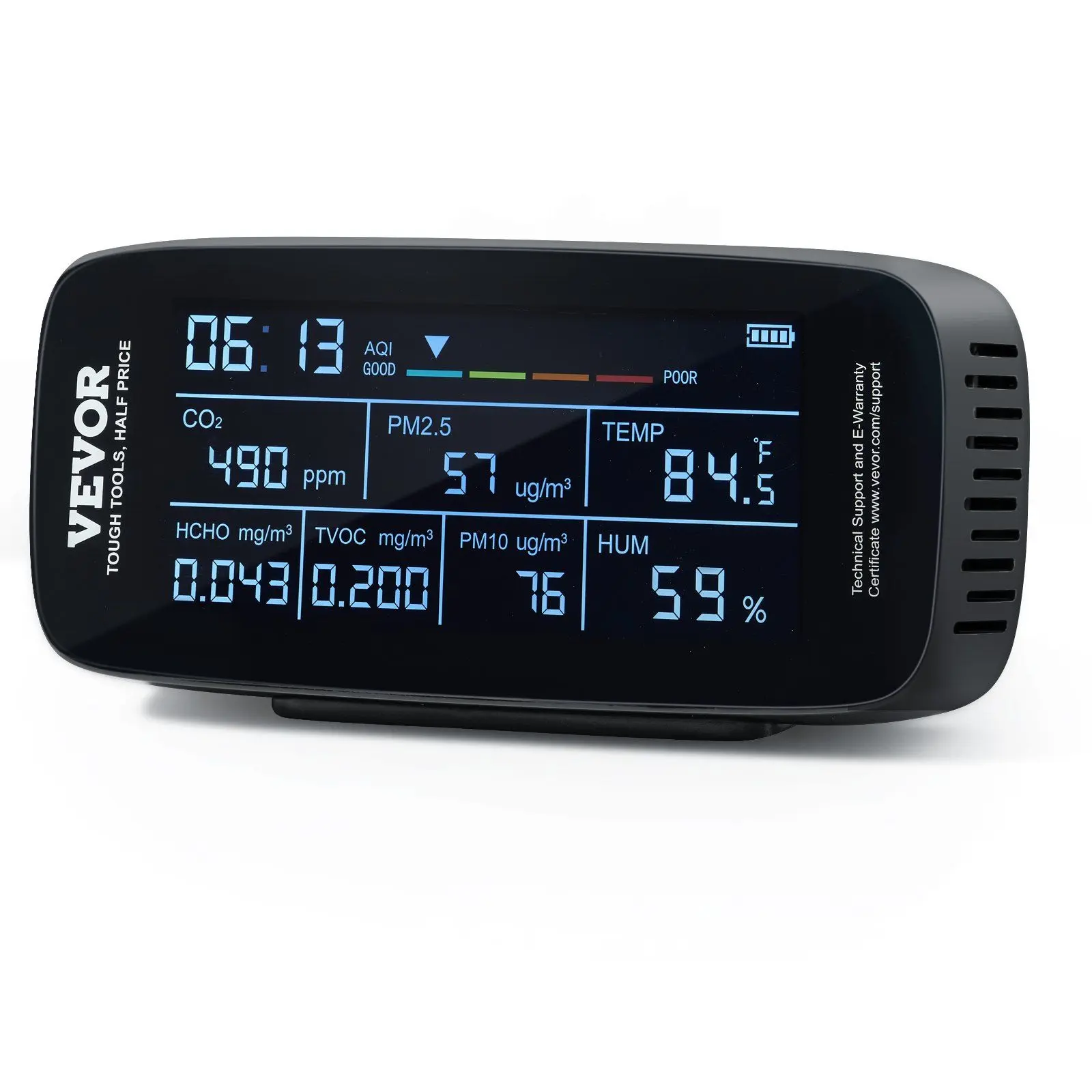 VEVOR Air Quality Monitor 9-IN-1, CO2, Temperature, Humidity ...