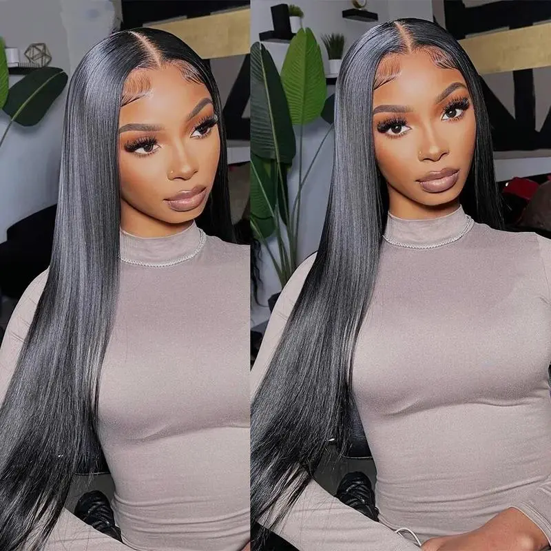 Wiggins Hair 13x4 Straight Lace Front Wigs Human Hair Deep Parting Space Lace Frontal Wigs Pre Plucked Pre Bleached