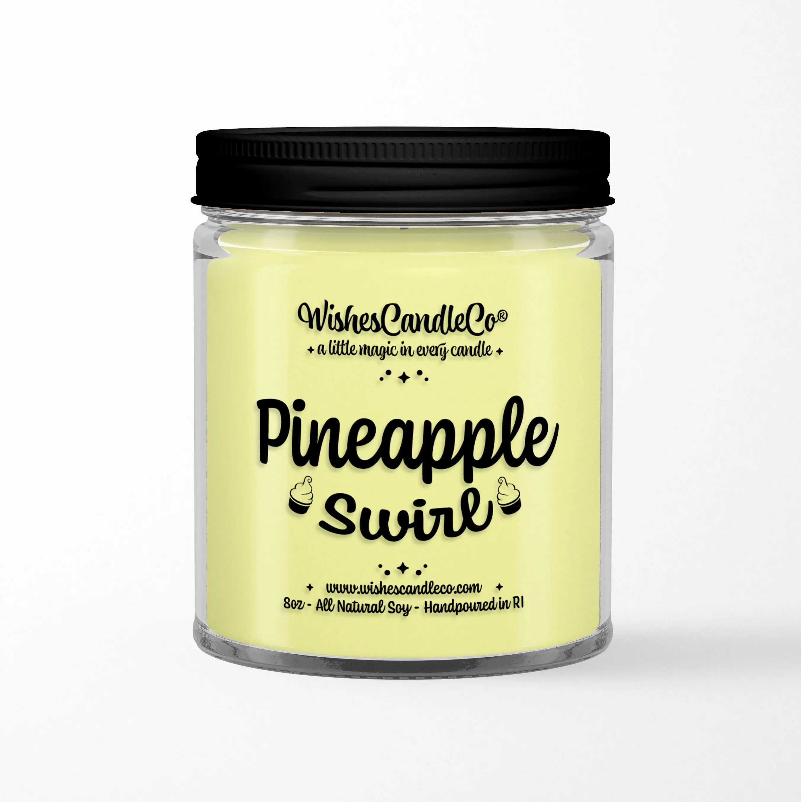 Pineapple Swirl 8oz Soy Candle With FREE Hidden Pin Inside of Wax - Whip - Adventure - Theme Park Snack Smells - Vacation Memories - Wishes Candle Co
