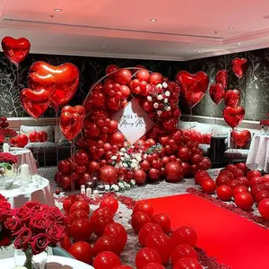 12 Inch Latex Balloon, 100pcs Mixed Color Balloon with Ribbon & Air Pump, Balloon Party Supplies, Balloon for Wedding Birthday Graduation Ceremony Party Decoration, Heart Shaped Balloons