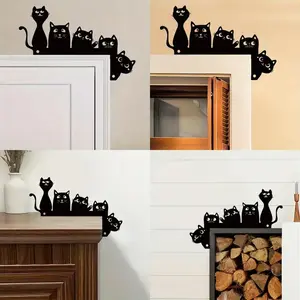 Classic Cat Silhouette Door Corner Decoration, Home Holiday Creative Hanging Art, Unique Wall Decor for Living Room & Bedroom, Home Decor Ornaments