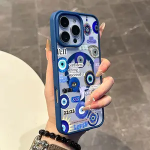 Magnetic Stylish Case for iPhone 17 16 E Pro Max 15 Plus 14 13 12 11 XS XR, Cute Evil Eye & Affirmations Print | Shockproof, Silicone, Trendy, Protective, and Aesthetic