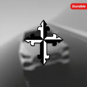 Dominican Cross Stickers - Durable and Weather Resistant Vinyl Car Stickers, Black and White High Contrast Design, Easy To Stick and Remove Car Exterior Decorations