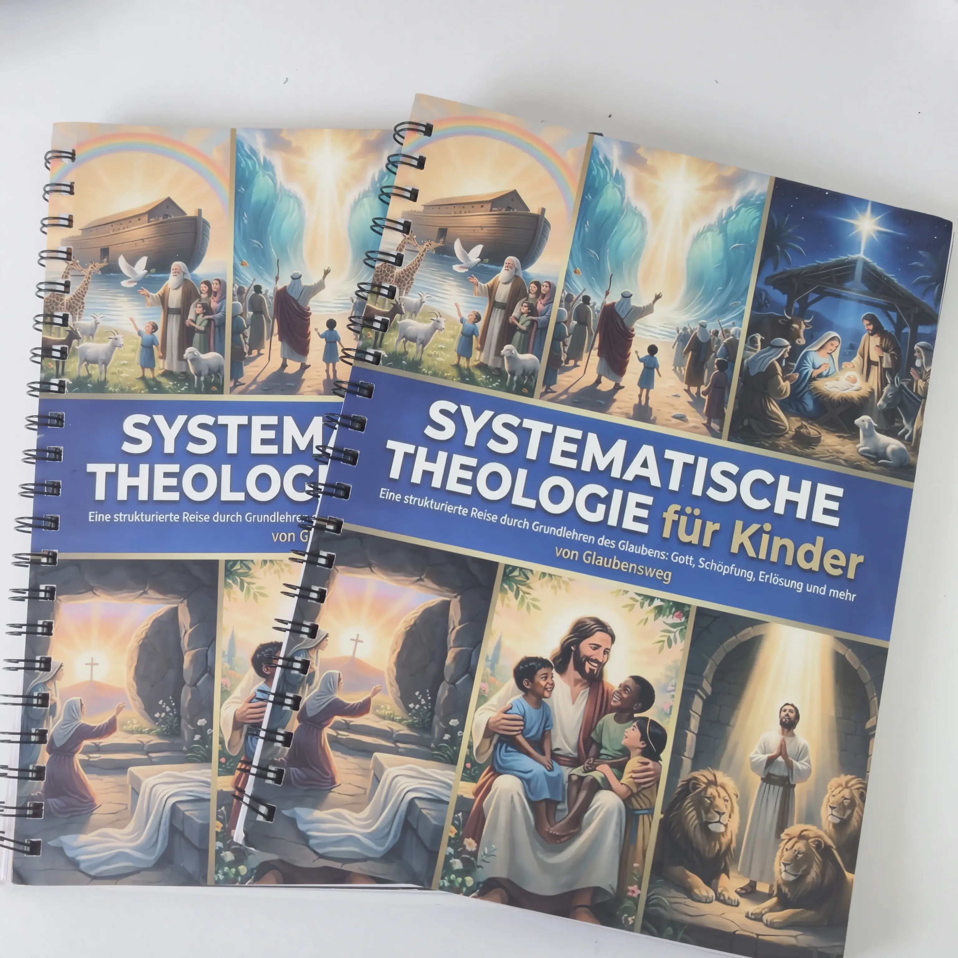 German-A5 Vintage Spiral Bound Notebook - Kids’ Christian Systematic Theology Workbook, Bible Story-Based Faith Guide for Family & Sunday School, Office Stationery Supplies Vertical Planner, Spiral Bound Notebooks nurture intelligent child