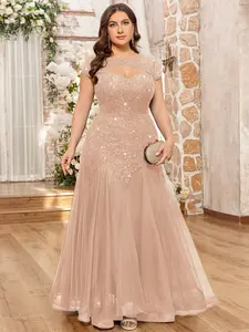 【Plus Size】MISSMAY P24490A Women's Sequin Lace Cut Out Tulle Mermaid Formal Bodycon Evening Maxi Dress For Bridesmaid Event Formal Party Occasions