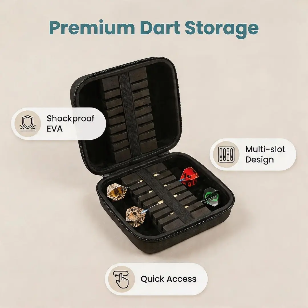 16-Piece Large Capacity Dart Storage Bag, Simple Hard Shell, Shockproof Eva Material, Multi-Compartment Design, Ideal for Dart Players