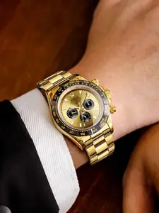 High end luxury men's quartz watch with waterproof stainless steel strap timing watch, equipped with moon phase display function, is the perfect gift for fathers and boyfriends, Analog Watch, Stylish Watch