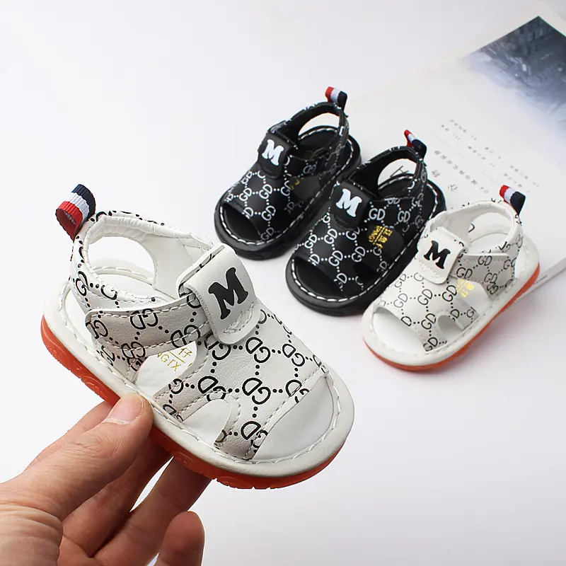 Summer New Whistle Boys' Sandals 0-1-2 Years Old Cowhide Sole Toddler Squeaky Shoes Baby Walking Shoes