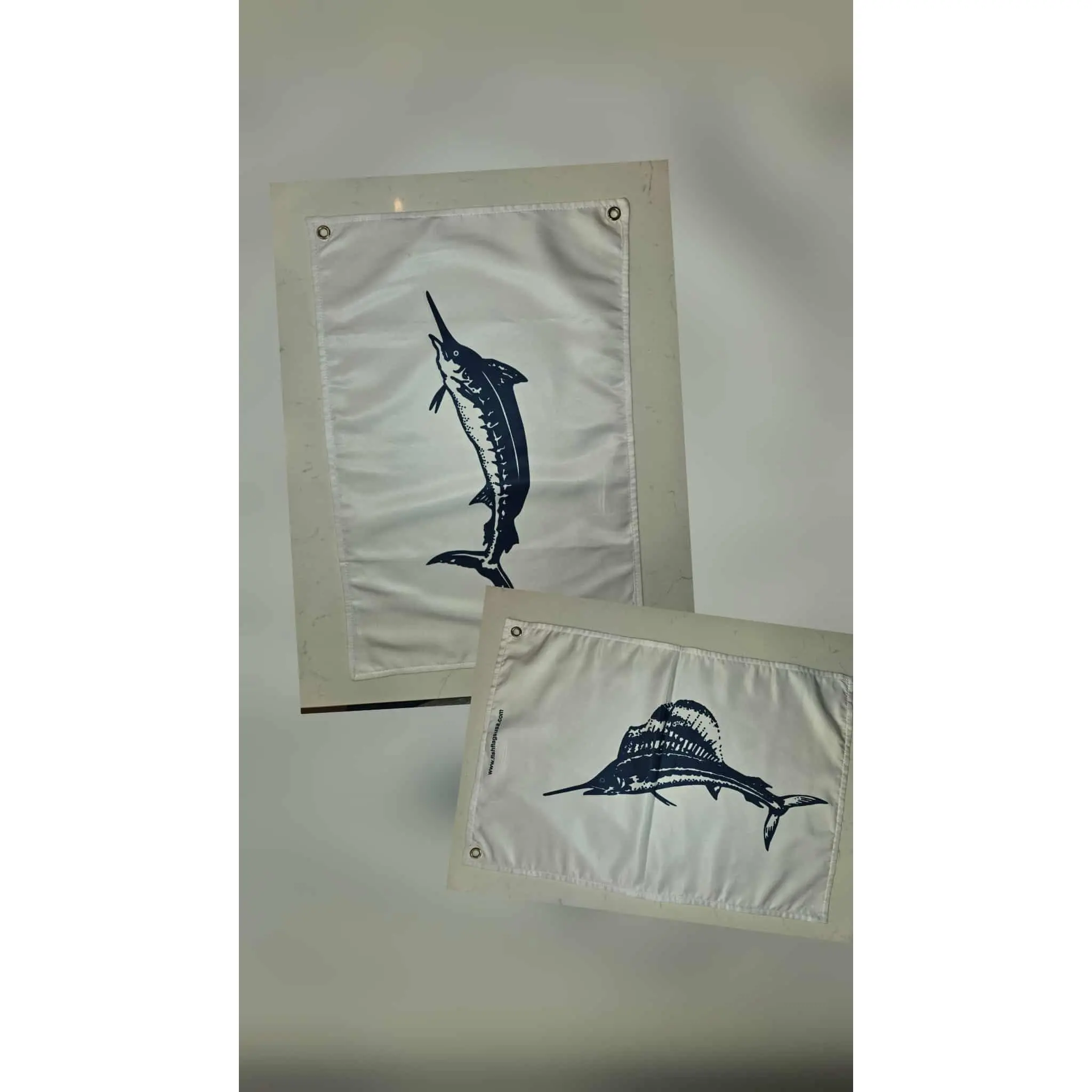 10-Piece Fabric Fishing Flag Set with OG Blue Marlin & Sailfish Marine Prints, Boating Accessories for Anglers, Fabric Flags