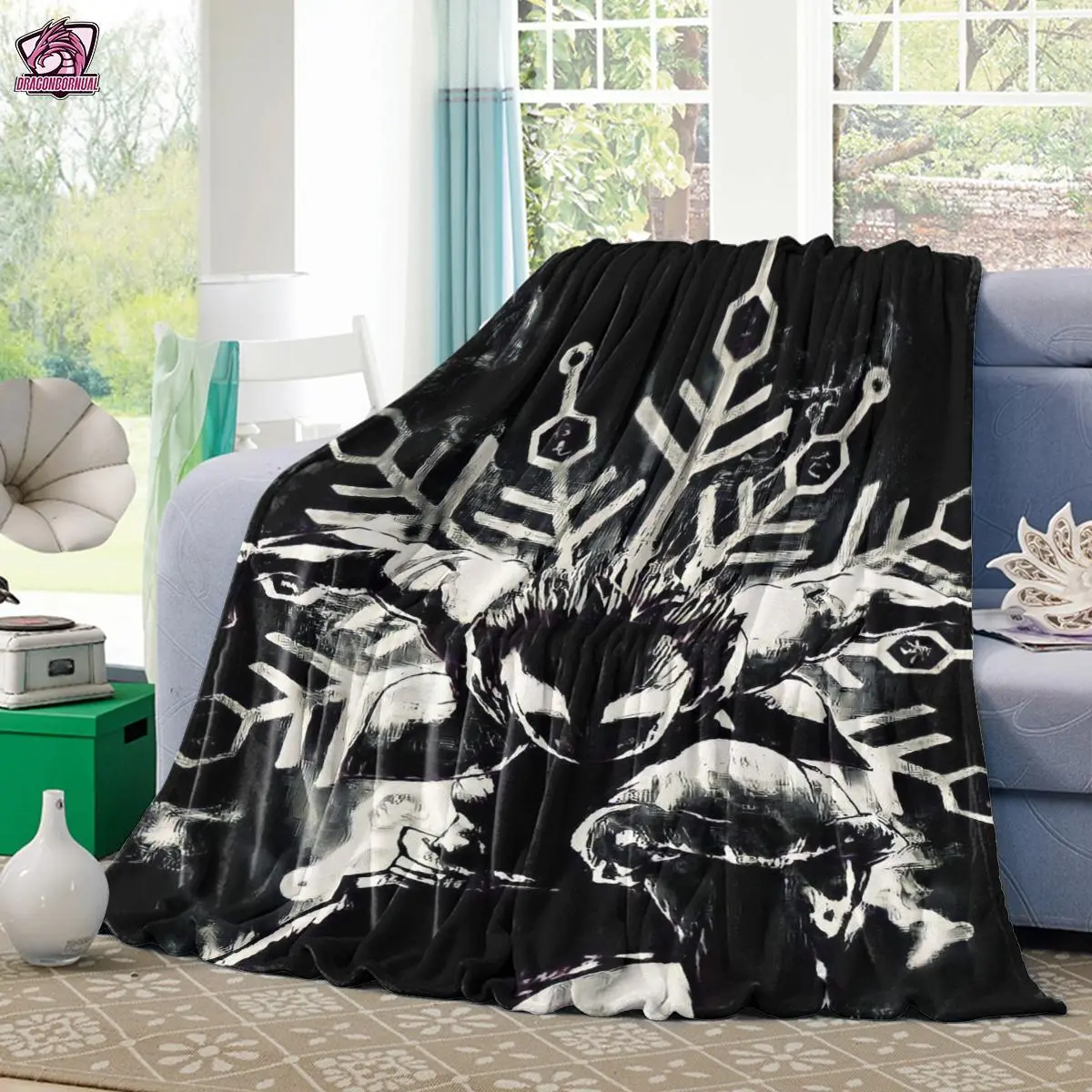 Ultra-Soft Demon Slayer Blanket - Cartoon Themed Anime Manga Character Art Dark Dragon Decorative Blanket, Creative Patterned Gift for Friends & Relatives (Christmas, Valentine’s Day, Father’s Day), Cartoon Themed Blankets, Anime Manga Blankets