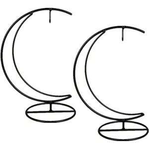 Ornament Display Stand, Moon Shaped Iron  Stand Rack Holder for  Wedding Decoration,  Glass Globe and  Ball(Without Glass Bottle) (2)