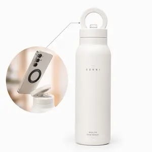 SANNI Stainless Steel Water Bottle - Magnetic Ring Top, Leakproof, 24H Cold Retention, Drinkware, Matte, Flasks, Portable, Mug, Bottled, Tumbler