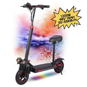 Ele Electric Scooter 35MPH 1200W Motor 30-40 Miles Range 11-Inch Tires Double Suspension 330lbs Load Capacity Adult Commuting Portable Folding Dual-Motor Mobility 350 Powerful with Seat 6000 EV Free Style
