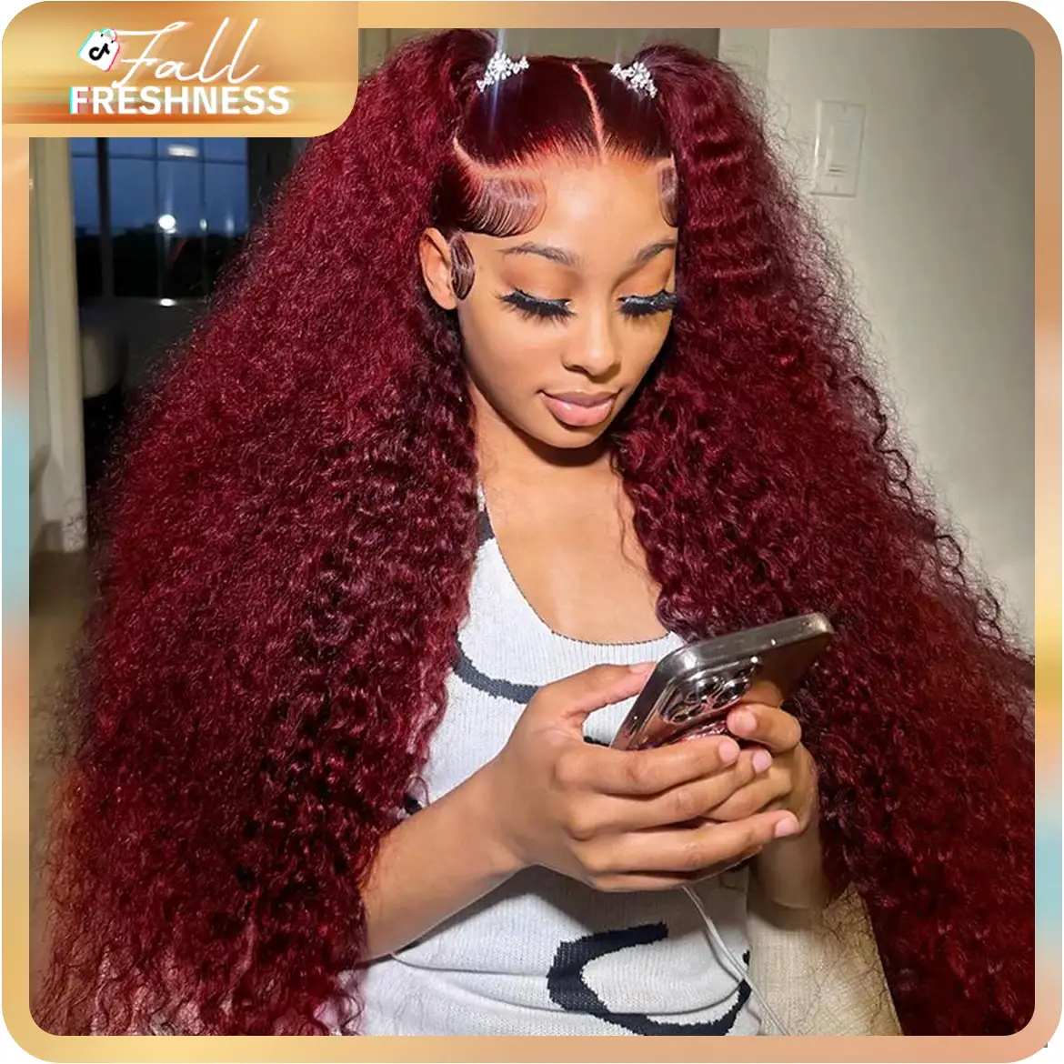 [New in] STERLY 200% Density Burgundy / Natural Color 13x6 Lace Frontal Human Hair Deep Wave Wig Ombre Color Water Wave Wig 99J Curly Wigs Pre Plucked