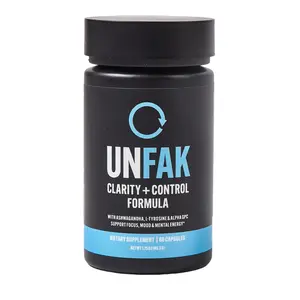 Unfak Clarity & Control Formula Dietary Supplement with Ashwagandha L-Tyrosine Alpha-GPC for Focus Mood & Mental Energy 60 Capsules