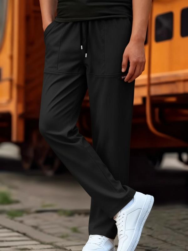 Men's Casual White Pants with Drawstring Waist and Pockets Comfortable Stylish Everyday Wear for Relaxed Look