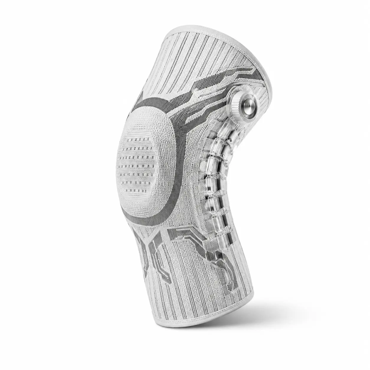 Adjustable Hinged Knee Brace with Dial, Breathable Knee Support Sleeve with Side Stabilizers, Non-Slip Compression Support for Sports, Walking & Daily Activities, Left/Right Leg