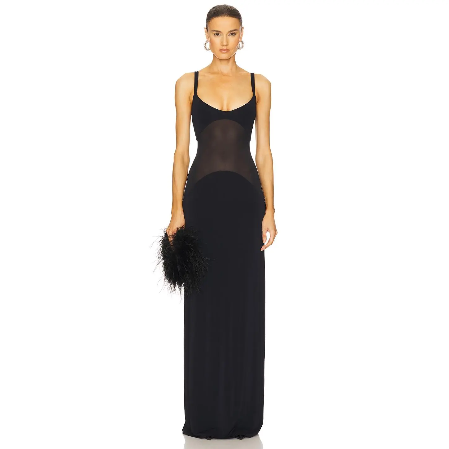 Helsa Sheer Knit Curve Maxi Dress in Black - TikTok Shop