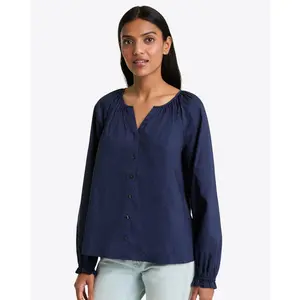 Alexandra Top in Navy Dobby Stripe