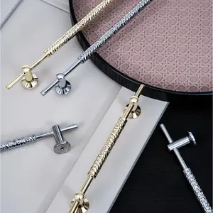 LuxeForge Textured Metal Cabinet Handle Collection - Hammered & Knurled Design