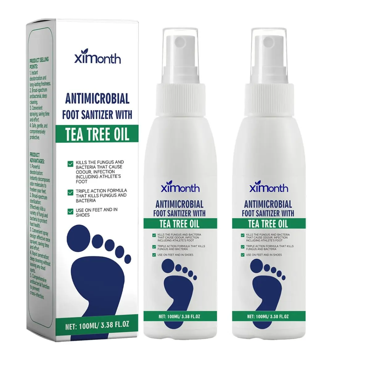 Tea Tree Oil Foot Spray - Gentle, Portable, Moisturizing Deodorant for Odor Control & Dry Sensitive Foot Care  , Moisturizer, Daily Foot Care Products Pedicure Foot, Hydrate. Moisture