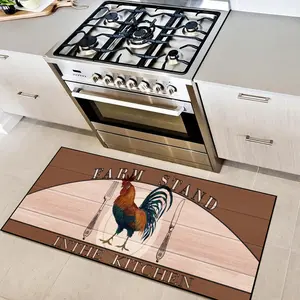 Premium Printed Kitchen Mat, Rooster Design Non-Slip Durable Floor Pad, Soft Long Strip Carpet for Multiple Spaces, Hallway & Kitchen Use