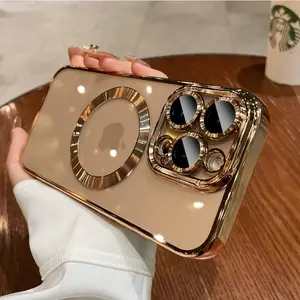 Transparent Electroplated Magnetic Ring Phone Case for iPhone 16 Pro, 17 Pro Max, 15, 14 Plus & 13 Pro, Shockproof TPU Protective Cover